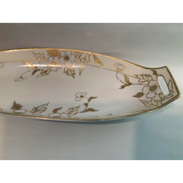 Early 1900’s Nippon Hand Painted Floral Celery Dish For Sale - Image 4 of 9