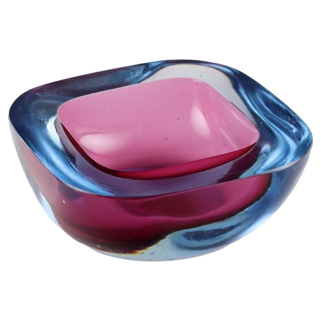 Glass Vintage Sommerso Glass Bowl For Sale - Image 7 of 7