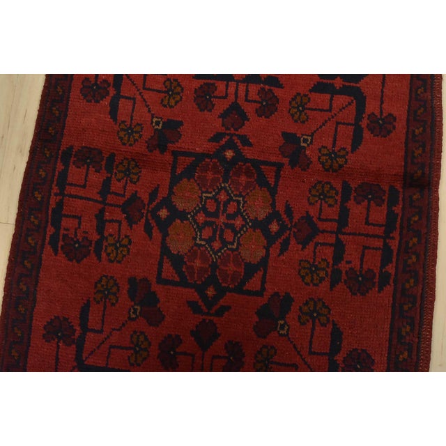 Turkmen Runner 1’10” X 4’10” Red Wool Tribal Hand-Knotted Oriental Rug For Sale - Image 4 of 9