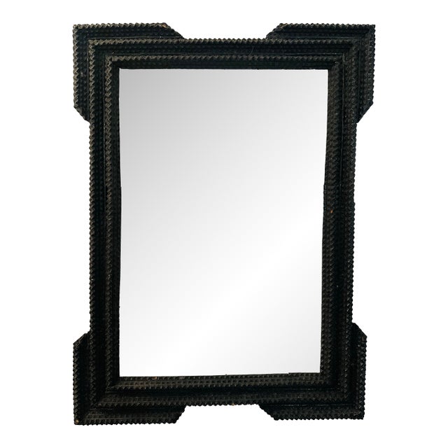 Antique Hand Made Tramp Art Frame For Sale