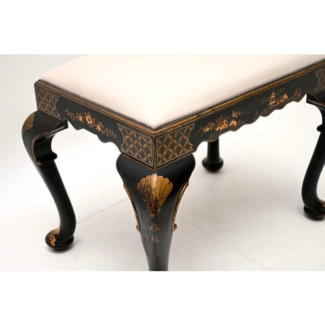 1900 - 1909 Antique Lacquered Chinoiserie Stool, 1900 For Sale - Image 5 of 11