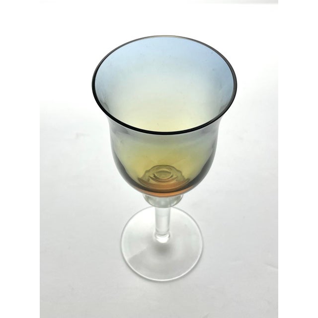 1970s 1970s Denby “Aurora, Amber-Blue” Set of 7 Wine Glasses For Sale - Image 5 of 5
