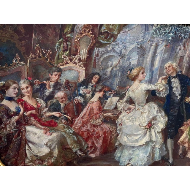 Add a touch of theatrical elegance to your interior with this exquisite 1960s Italian Rococo revival framed textile...