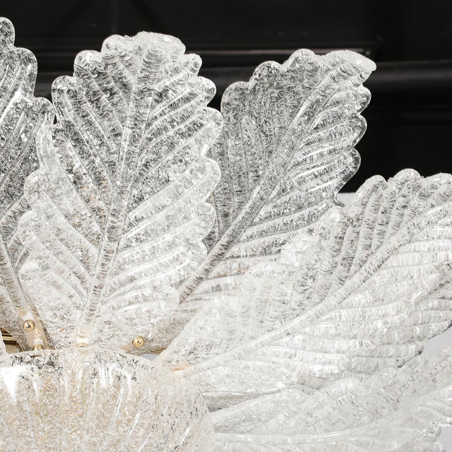 Modernist Hand-Blown Mottled Murano Glass Acanthus Flush Mount For Sale - Image 13 of 18