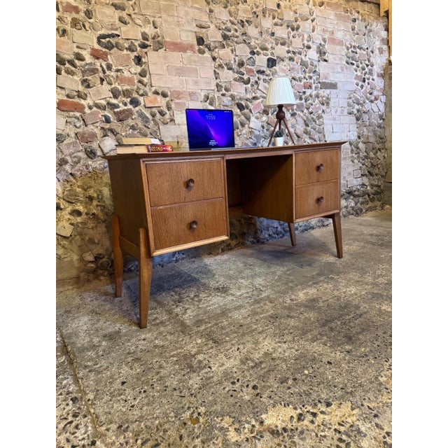 Vintage Danish Oak Kneehole Desk from Meredew, 1950s For Sale - Image 6 of 18