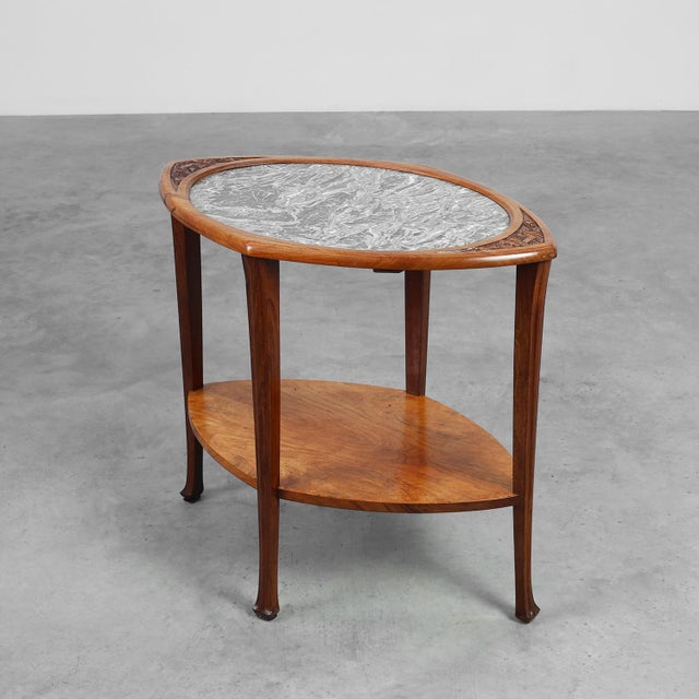 Art Nouveau Side Table in Walnut and Marble, France, 1915 For Sale - Image 12 of 12
