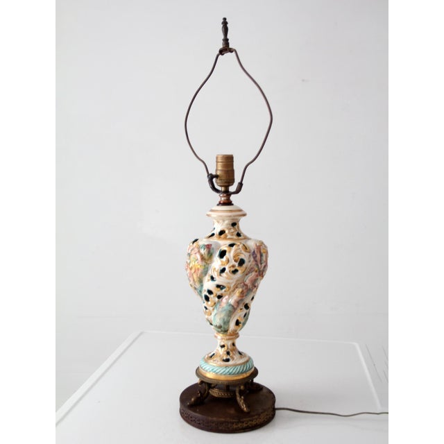 Rococo Vintage Capodimonte Style Hollywood Regency Lamp For Sale - Image 3 of 12