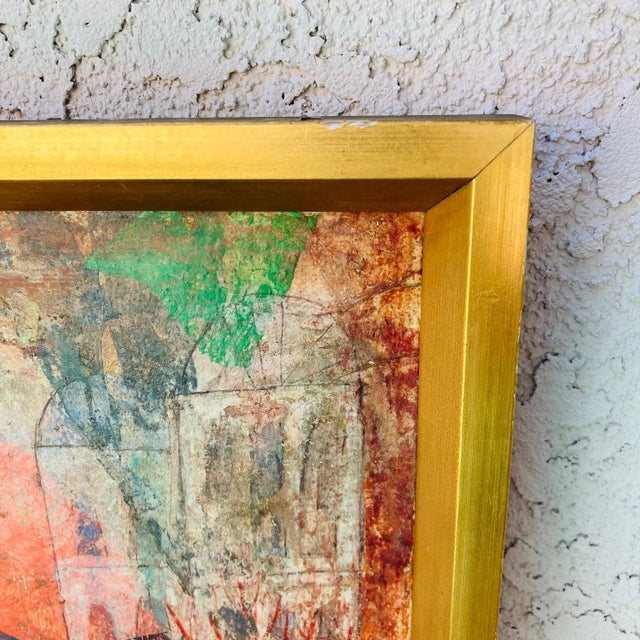 Mid 20th Century Mid 20th Century Original Luciano Spazzali Painting "Figura Con Strumento" For Sale - Image 5 of 13