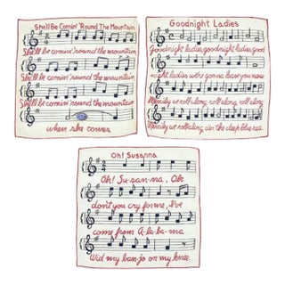 Vintage Falflax Musical Song Song Linen Cocktail Napkins- Set of 3 For Sale