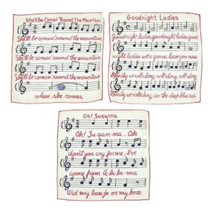 Vintage Falflax Musical Song Song Linen Cocktail Napkins- Set of 3