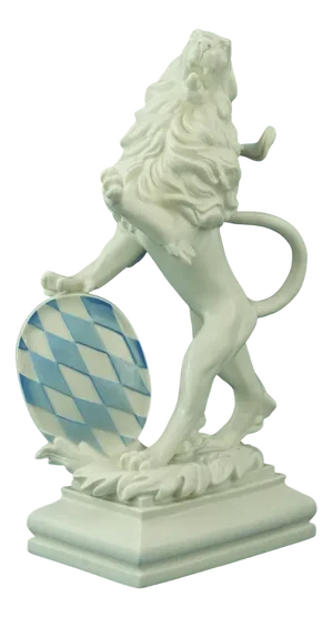 Large Porcelain Rampant Lion with Heraldic Shield by Ernest Andreas Rauch for Nymphenburg, Germany, 1900s
