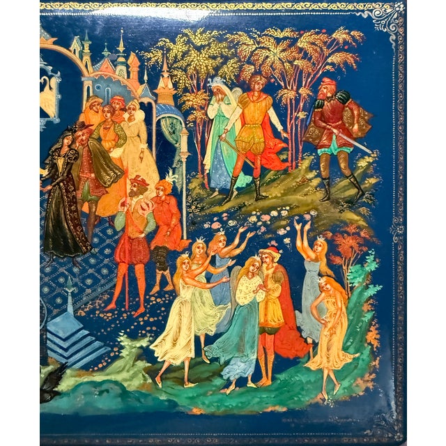 Late 20th Century Hand-Painted Lacquer Box – Swan Lake Scene For Sale - Image 4 of 11