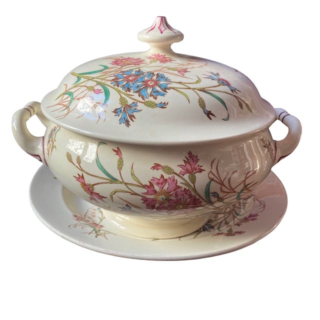 Antique French Ironstone Soup Tureen and Plater from Keller & Guerin Luneville, Set of 2 For Sale - Image 13 of 13