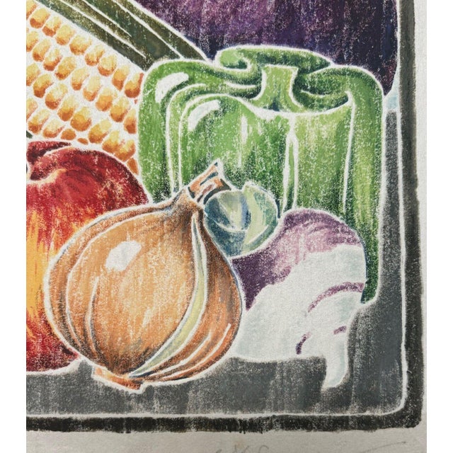 Vintage E.f. Cramer Harvest Still Life Fruit & Veggies White Line Woodcut Print For Sale - Image 9 of 10
