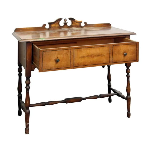 Wood Antique Traditional 4 Ft Wood Console Table For Sale - Image 7 of 10