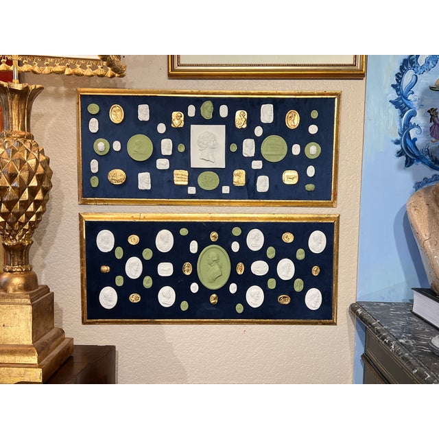 1980s #1040 Pair of Grand Tour Revival Adams Style Gilt & Plaster Intaglio in Giltwood Frames For Sale - Image 5 of 11