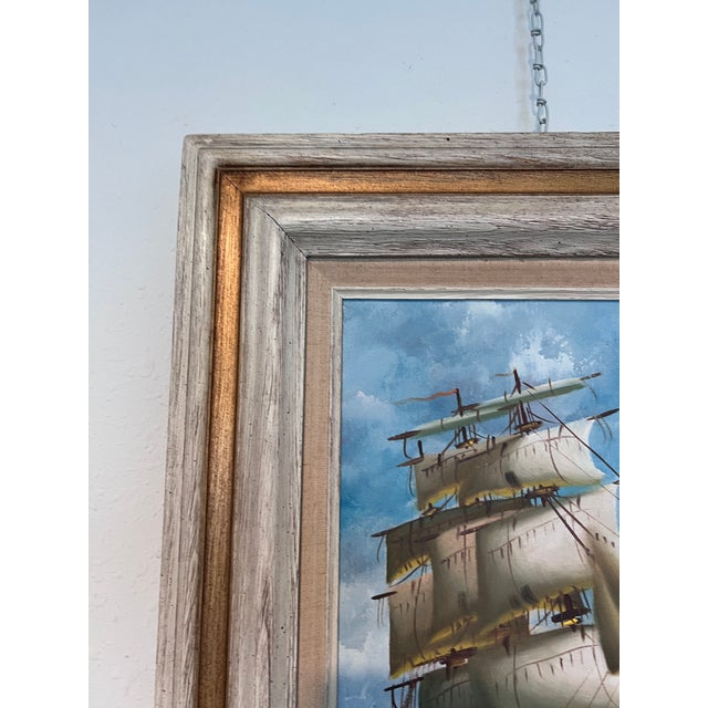 Up for sale is a striking original oil painting on canvas by the artist Hoffman, featuring a majestic tall ship cutting...