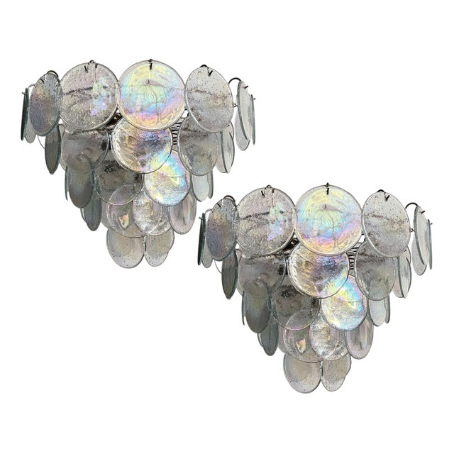 Murano Glass Discs Chandeliers, 1990, Set of 2 For Sale