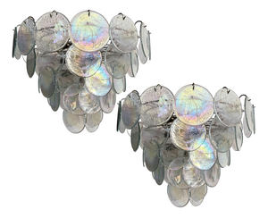 Murano Glass Discs Chandeliers, 1990, Set of 2