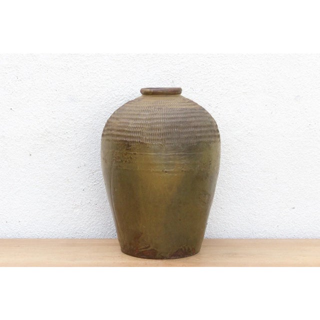 Asian Tall Antique Provincial Stoneware Pot For Sale - Image 3 of 11