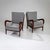 Pair of grey upholstered lounge chairs, attributed to the Italian designer Paolo Buffa (Italy, 1903-1970). The elegant...