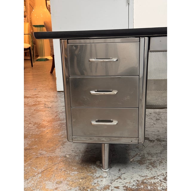 Metal Mid 20th Century All Steel Equipment Tanker Desk For Sale - Image 7 of 12