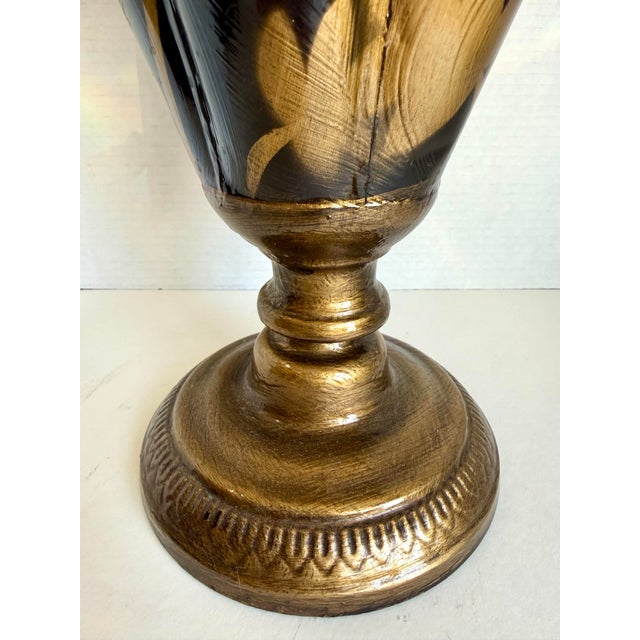 1960s Italian Figurative Black & Gold Floral Tole Umbrella Stand For Sale - Image 4 of 12