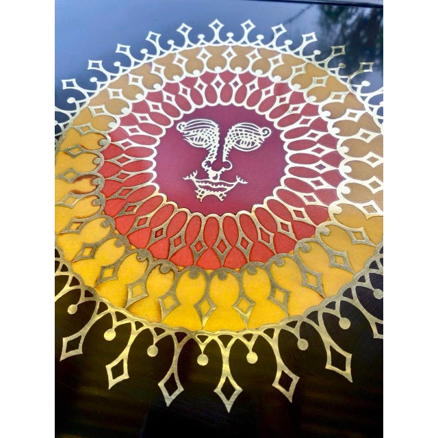 Rare Vintage Couroc of Monterey Sun Face Inlay Serving Tray – Hollywood Regency For Sale - Image 4 of 9