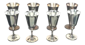 1970s Deuberti Modern Boxed Italian Silverplate Champagne and Wine Goblets - Set of 16