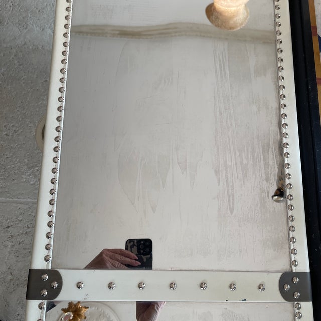 1980s Brushed Iron, Wood & Leather Drawers Console Table For Sale In Miami - Image 6 of 12