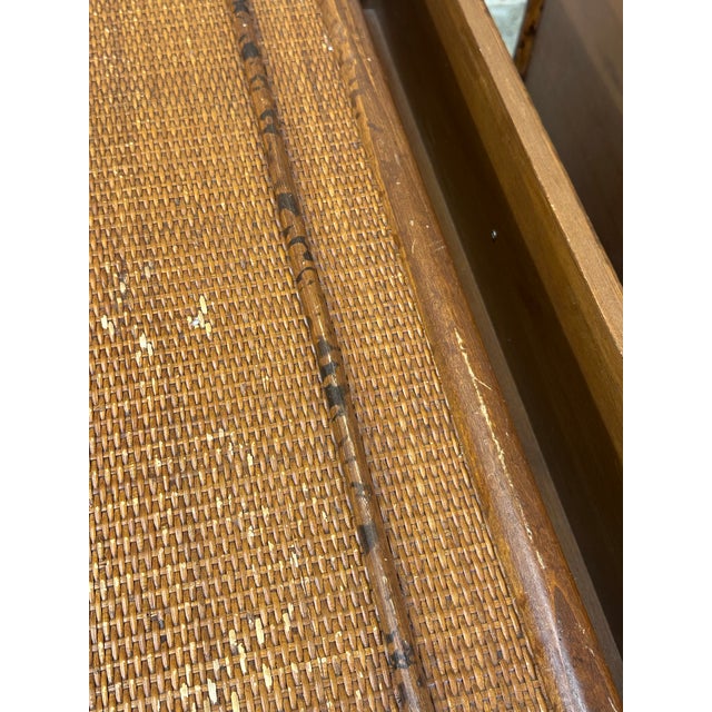 1980s Vintage British Colonial Style Burnt Bamboo and Rattan Chests / Dressers- A Pair For Sale - Image 11 of 12