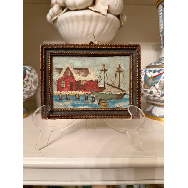 Coastal Small Ship Painting, Framed For Sale - Image 3 of 9