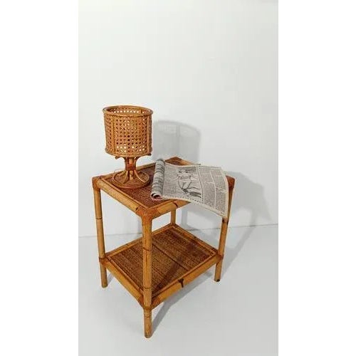 Wood Italian Nightstands in Bamboo, Rattan and Wicker, 1970s, Set of 2 For Sale - Image 7 of 18