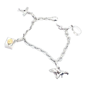 Cartier 18k White Gold 4 Charm Panther Airplane Love Box Link Bracelet