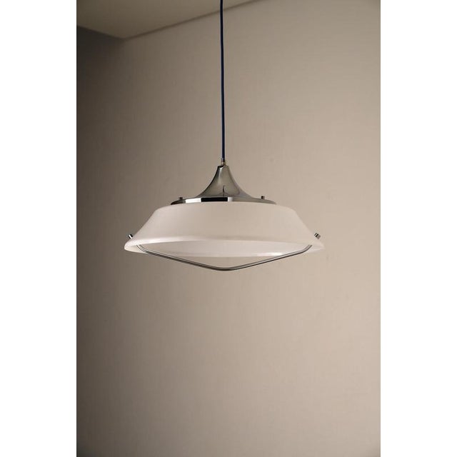 Space Age Acrylic Glass Dish Pendant with Chrome Detail, 1970s For Sale - Image 9 of 10