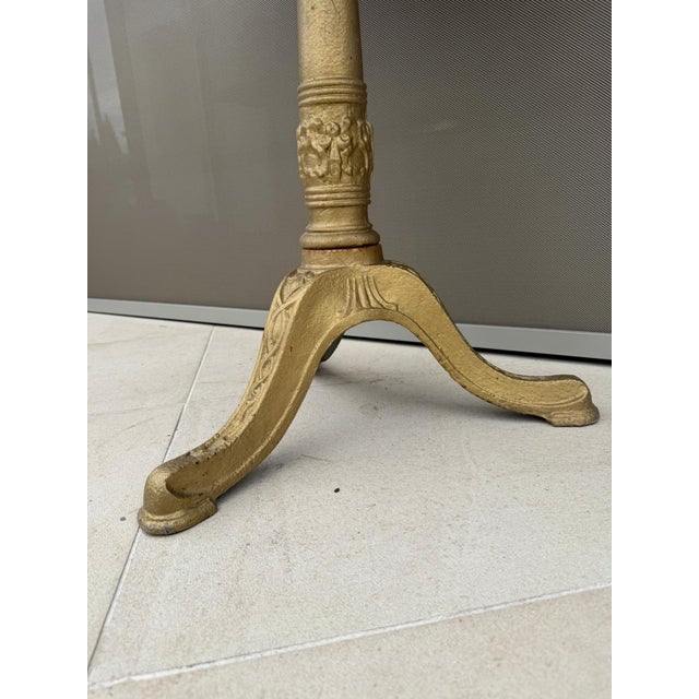 Antique French Bistro Table with Marble Top and Cast Iron Pedestal Base, 1900s For Sale - Image 5 of 12