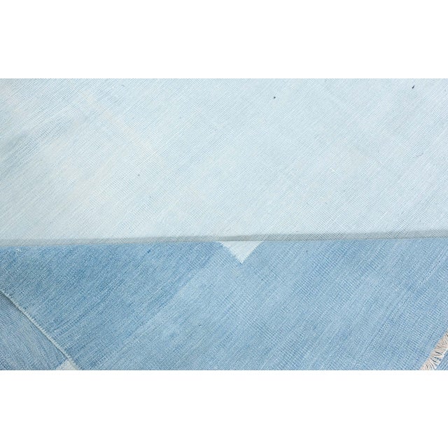 Doris Leslie Blau Vintage Indian Dhurrie Blue Rug For Sale - Image 9 of 10