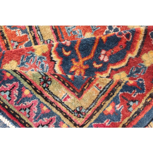 Antique Khotan Runner in Deep Indigo, Rust Red, and Soft Yellow Tones For Sale - Image 13 of 14