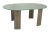 Art Deco glass oblong shaped table with rounded ends. The tabletop is a half-inch blue glass in excellent condition, with...