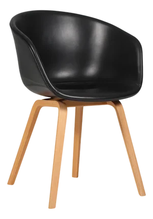 Dining Chairs Model AAC22 in Oak and Black Silk Aniline Leather from Hay