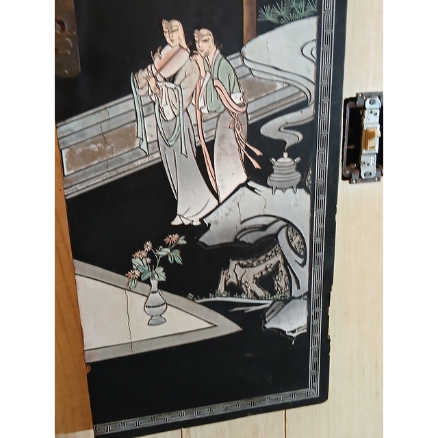 1940s Chinese Black Lacquer Carved Wall Art For Sale - Image 4 of 8