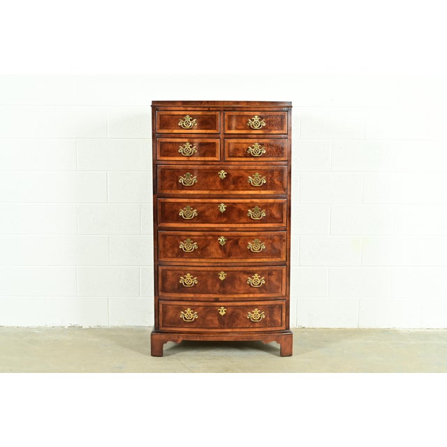 Henredon Georgian Mahogany and Burl Wood Highboy Dresser For Sale - Image 14 of 14