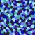 Round dabs of cobalt, ultramarine, sky blue, teal green and deep navy overlap across the canvas in a dense, shimmering...
