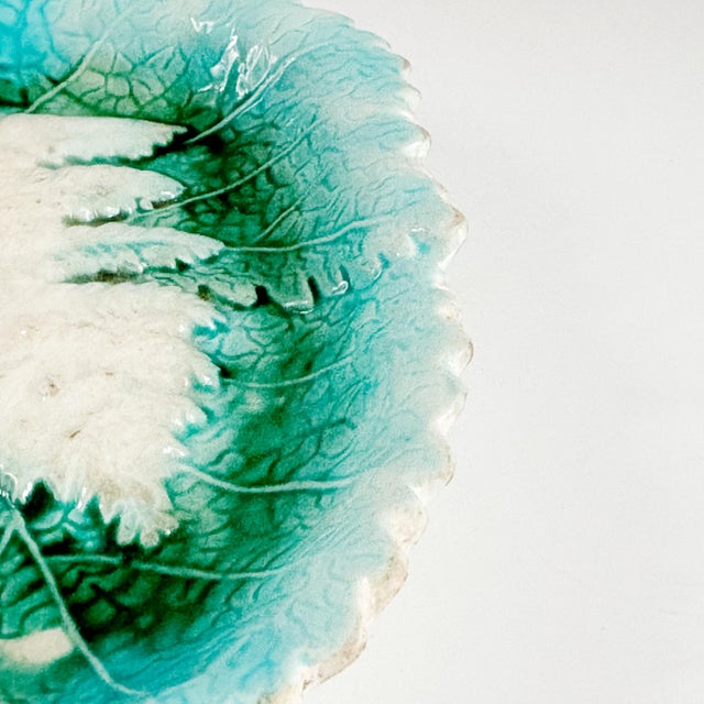 19th Century Majolica Fern Leaf Dish For Sale - Image 4 of 11