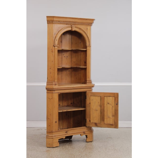 Chippendale Scrub Pine Corner Cupboard China Cabinet For Sale - Image 4 of 14