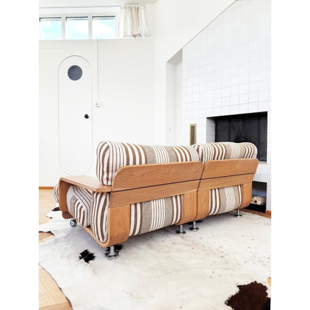 Mario Bellini 70s Mario Bellini Cassina "Pianura" style Oak Two Seater Sofa Loveseat (2 of 2) For Sale - Image 4 of 18