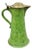 Antique Gothic Renaissance Green Ceramic Pitcher With Brass Soldier Armor Lid For Sale