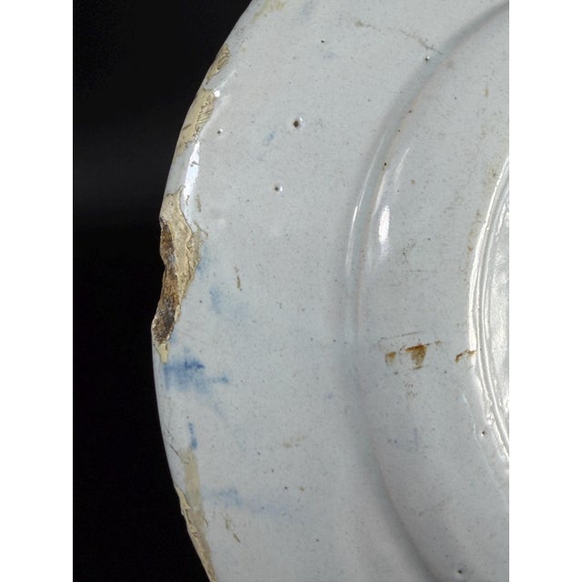 Antique Dutch Delft Blue and White Faience Plate, 1700s For Sale - Image 10 of 11