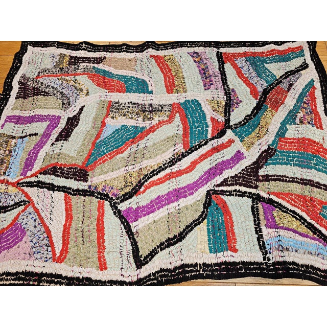 Textile Vintage Moroccan Boucherouite Rug, Handwoven, Mid-Century Modern Abstract Design, 5’ X 7’ For Sale - Image 7 of 11