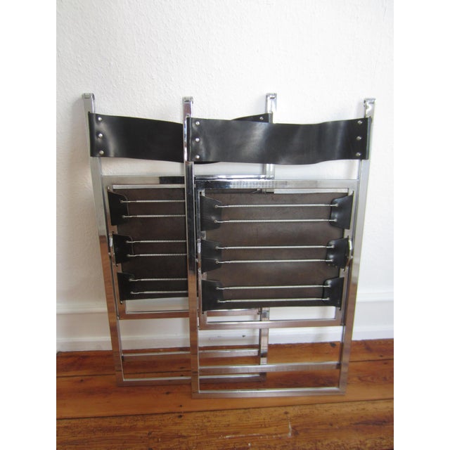Vintage Folding Chairs in Chrome-Plating with Leather from Lübke, 1970s, Set of 2 For Sale - Image 6 of 8